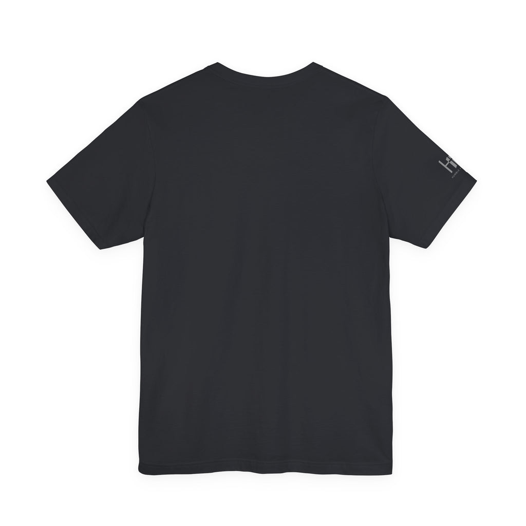 Black t-shirt on a white background