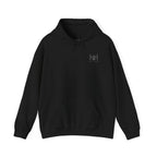 Black hoodie with 'Humble+Hopeful' logo on the back against a white background