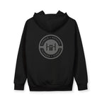 Black hoodie with 'Humble+Hopeful' logo on the back against a white background