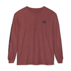 Brick long sleeve t-shirt with 'Humble+Hopeful' logo on a white background