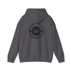 Charcoal Gray hoodie with 'Humble+Hopeful' logo on the back against a white background