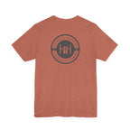 Heather clay t-shirt with 'Humble+Hopeful' logo on a white background