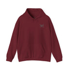 Garnet hoodie with 'Humble+Hopeful' logo on the back against a white background