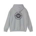 Gray hoodie with 'Humble+Hopeful' logo on the back against a white background