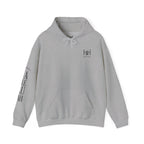 Light grey colored hoodie with a Humble + Hopeful logo on the front and Hallelujah on the sleeve on a white background