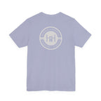 Heather blue t-shirt with 'Humble+Hopeful' logo on a white background