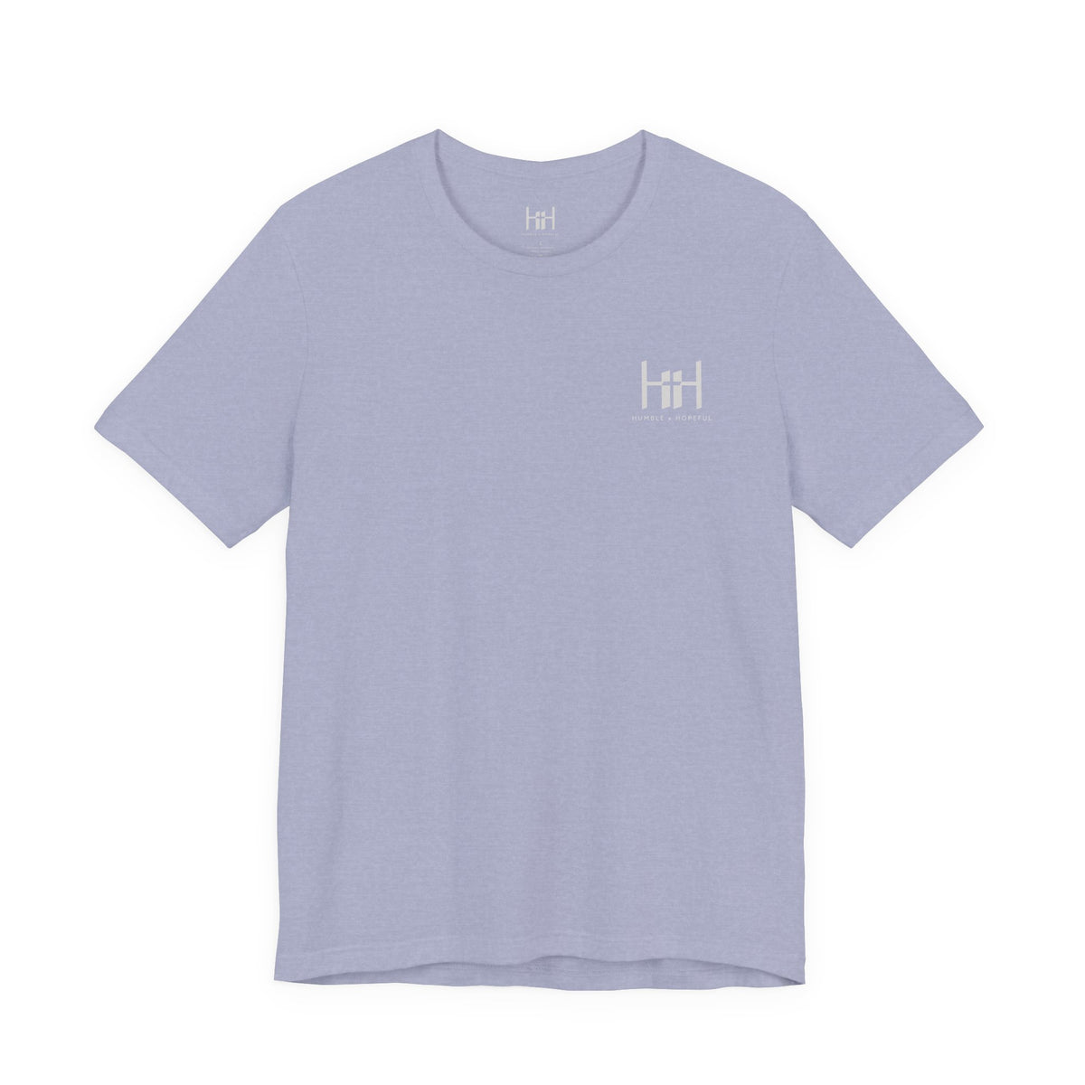 Heather Blue t-shirt with 'Humble+Hopeful' logo on a white background
