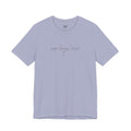 Light blue t-shirt with 'hope began here' text on a white background