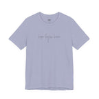 Light blue t-shirt with 'hope began here' text on a white background