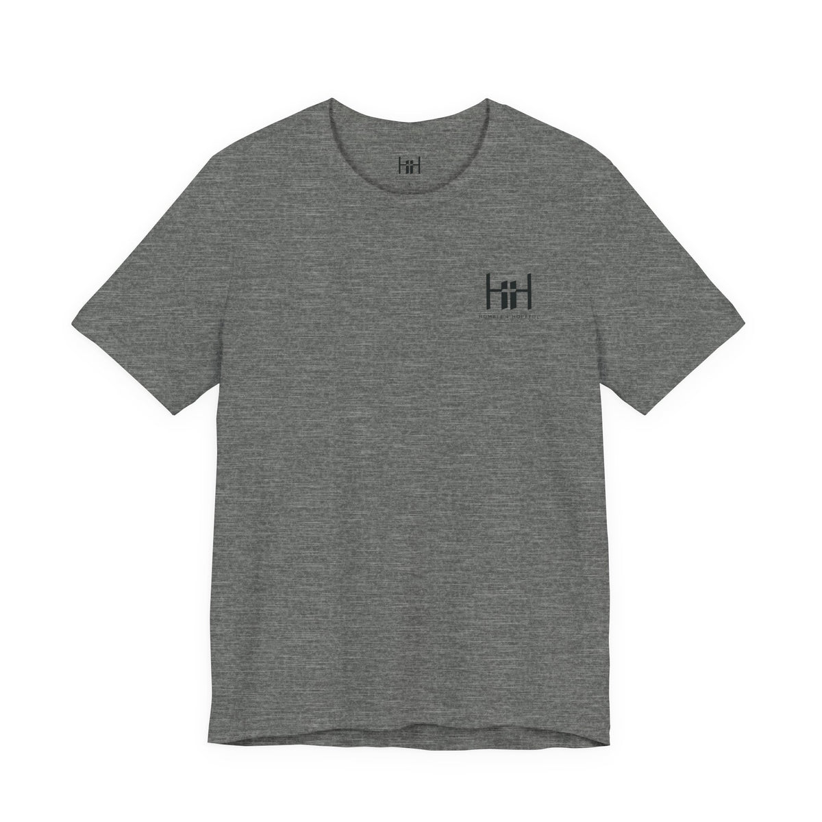 Deep Heather t-shirt with 'Humble+Hopeful' logo on a white background