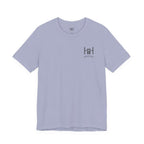 Light blue t-shirt with a small 'Humble+Hopeful' logo on the chest against a white background