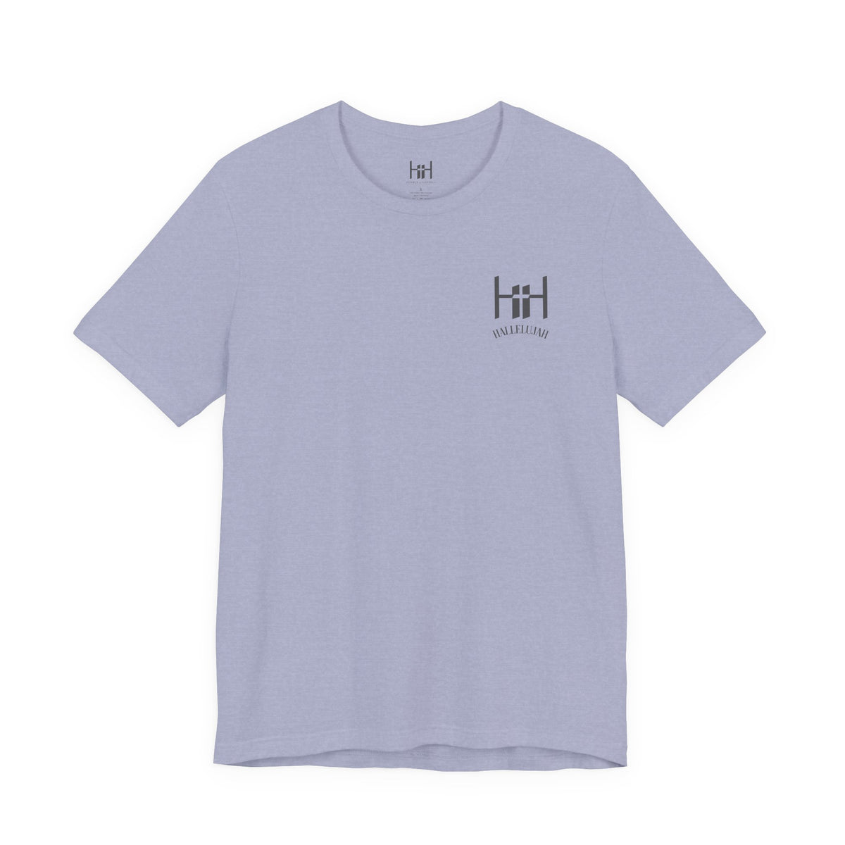 Light blue t-shirt with a small 'Humble+Hopeful' logo on the chest against a white background