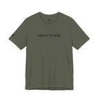 Green t-shirt with 'GRATITUDE' text on a white background