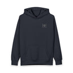 Navy hoodie with 'Humble+Hopeful' logo on the back against a white background