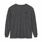 Pepper grey long sleeve t-shirt with 'Humble+Hopeful' logo on a white background