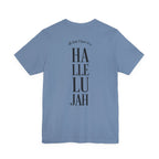 steel blue with 'Hallelujah' written on the back on a white background